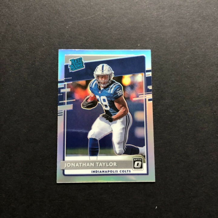 RC JONATHAN TAYLOR ROOKIE SILVER HOLO PRIZM REFRACTOR OPTIC 2020 VEGAS NFL MVP !