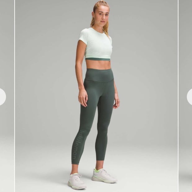(4) Lululemon Wunder Train High-Rise Tight 25 *Graphic Dark Forest Small Green