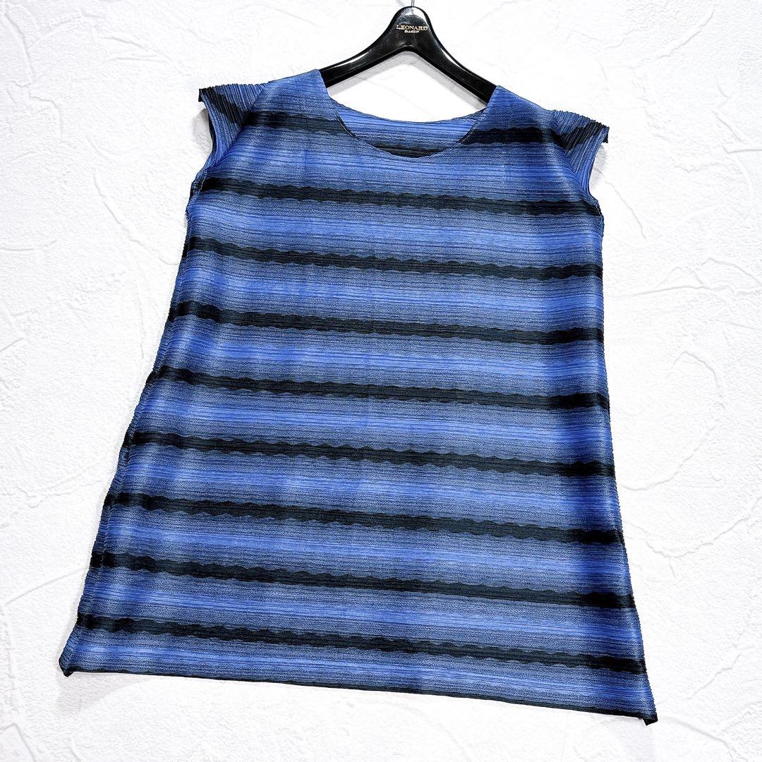 Excellent Condition✨ Pleats Please Sleeveless Tunic Dress with Border Pattern, Size 3