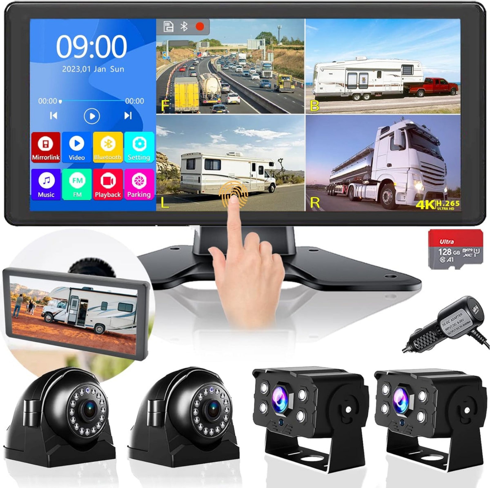 4K RV Backup Camera System 10.36 Touch Screen Monitor (E2572)