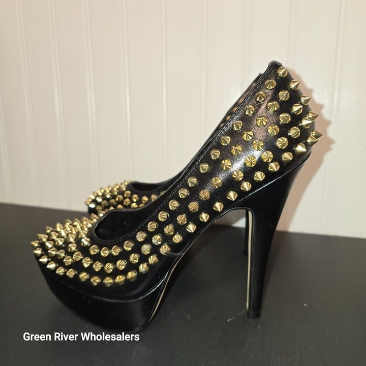 Vince Camuto Madelyn Gold Spike Heels Shoes 6.5 Sexy Hot Role Play