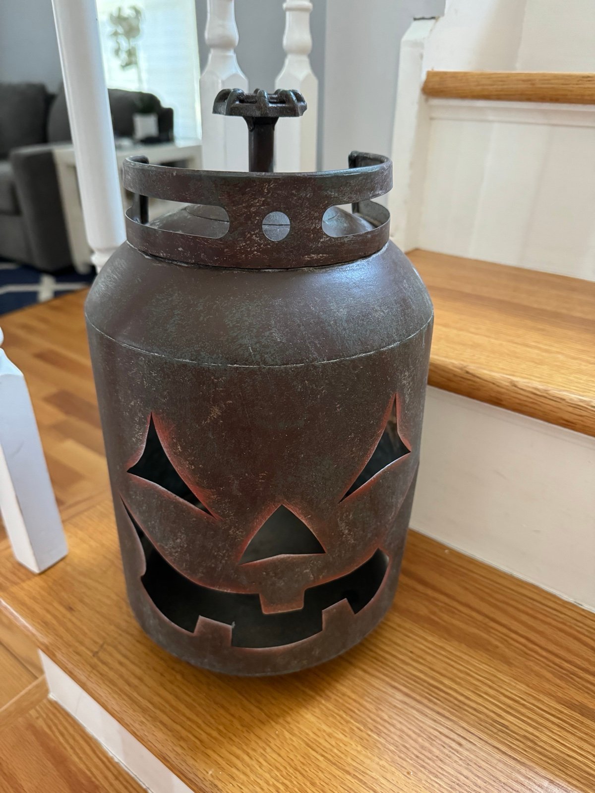 New Charcoal Metal Replica Propane Jack O Lantern Halloween Pumpkin