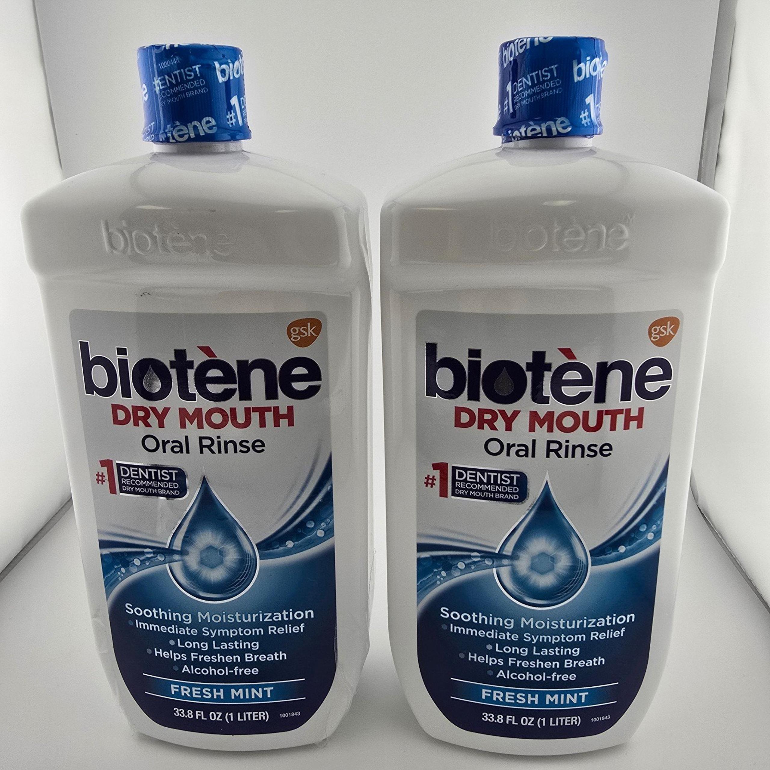 Biotene Dry Mouth Oral Rinse Fresh Mint 33.8 oz 1 L Set of 2 *READ* Alcohol Free