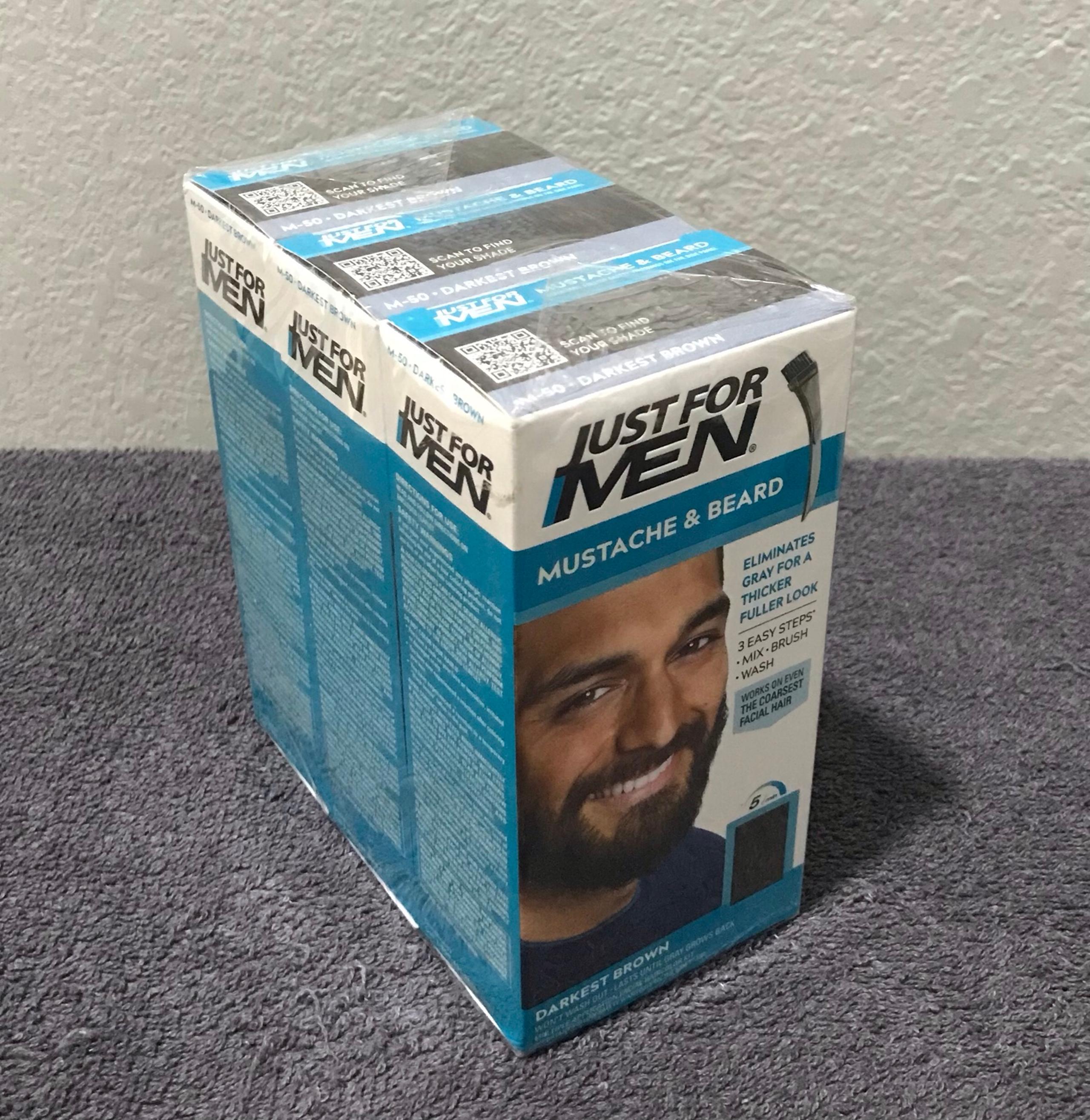3 PACK JUST FOR MEN DARKEST BROWN MUSTACHE & BEARD DYE. (make a offer)