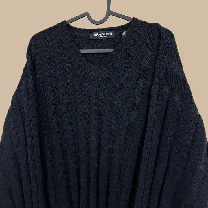 90s black ribbed silk blend knit sweater