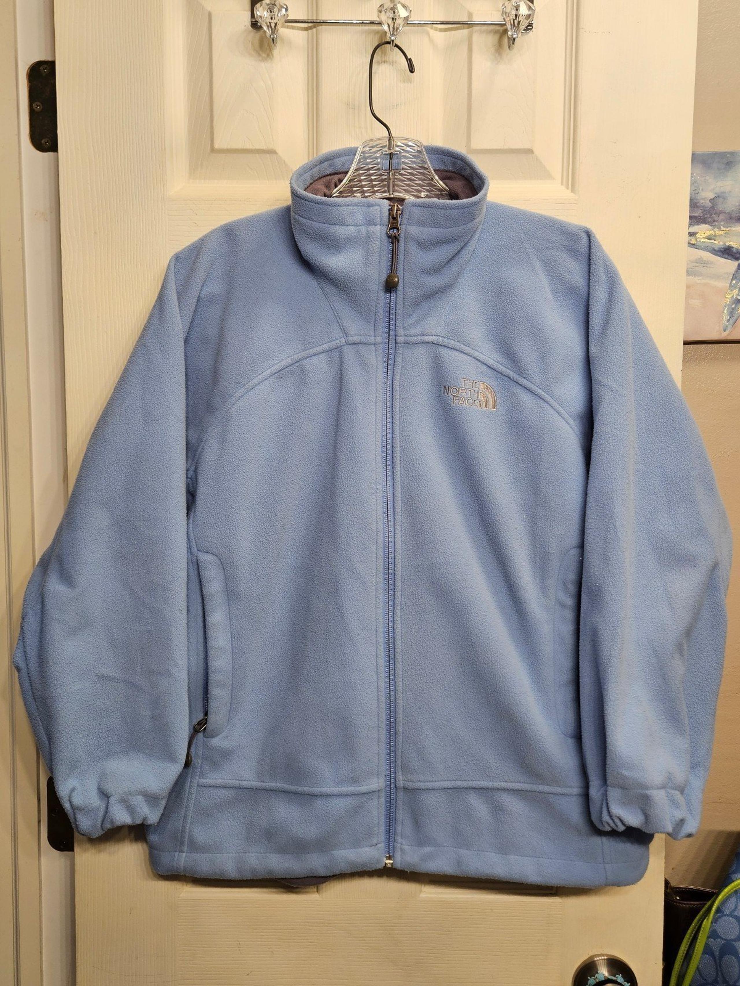 The north face light blue fleece jacket coat womens medium ALTERED! READ!