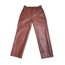 Babaton Womens Pants Size 4 Brown Faux Leather Vegan Leather Straight Leg