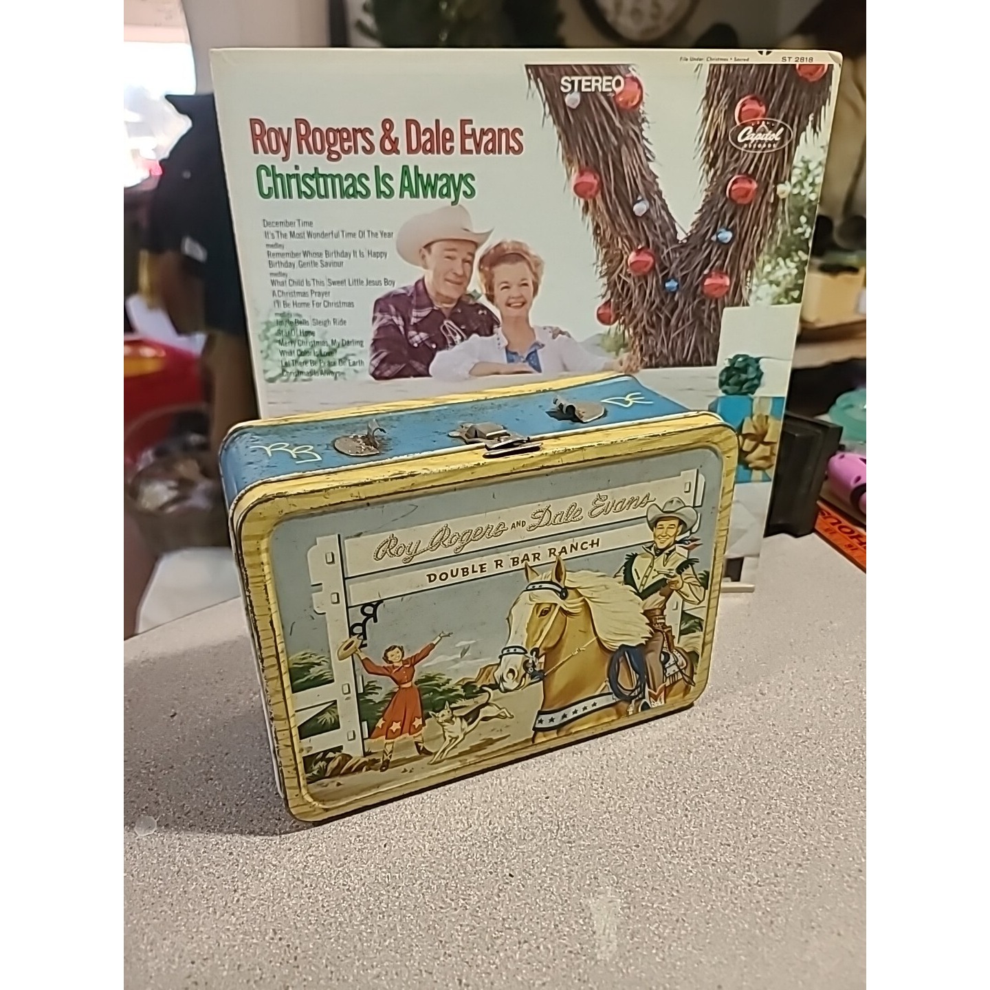 Vintage 50's Roy Rogers and Dale Evans Metal Lunch Box Double R Bar Ranch