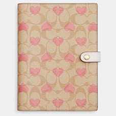 Coach Notebook In Signature Canvas With Heart Print