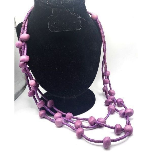Vintage Bohemian Chunky Purple Heishi Bead Necklace 30in