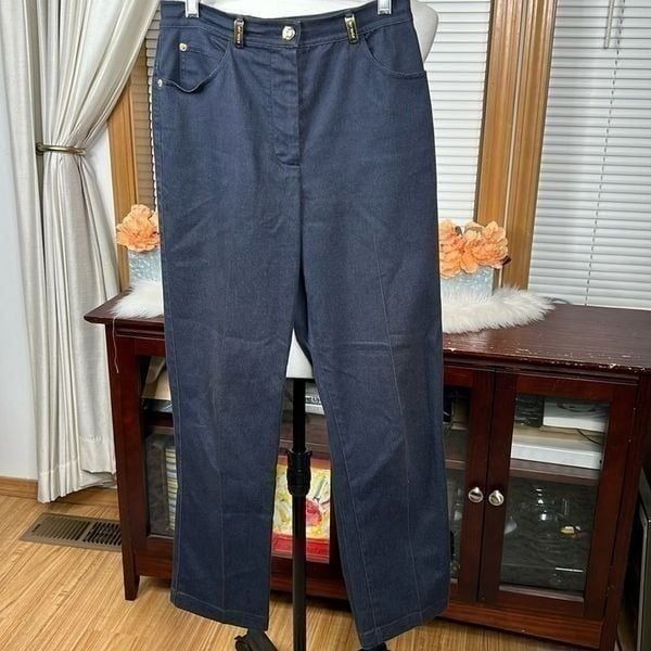 ST. JOHN SPORT MARIE GRAY Navy Chino Pants Size 4