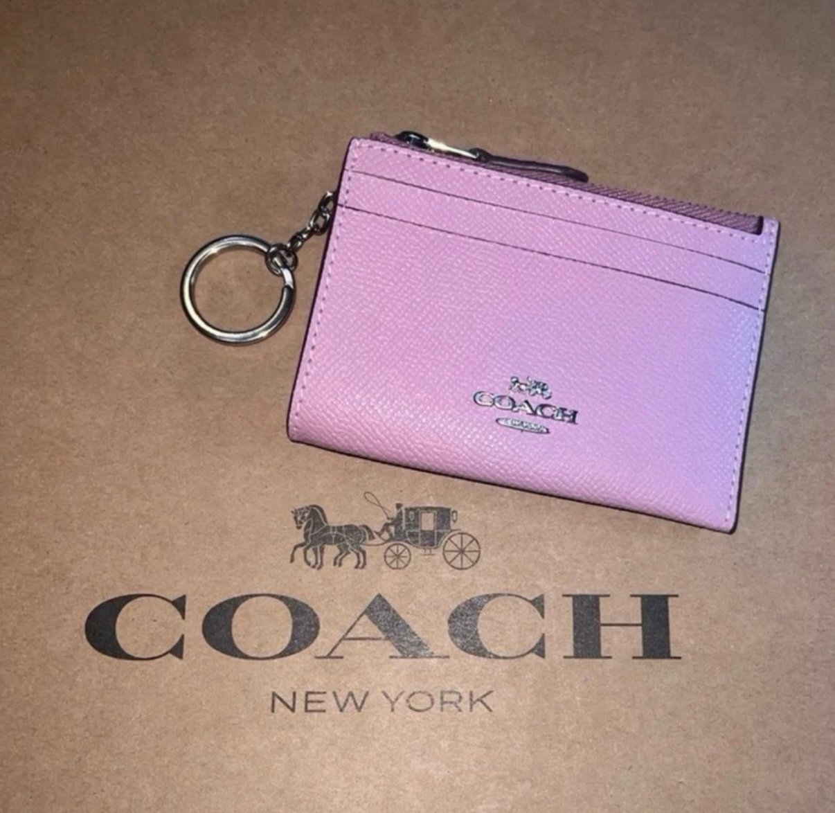 NWT COACH Mini Skinny ID Case Card Wallet & Keychain Authentic