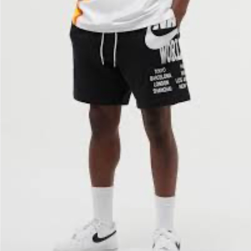 Nike World Tour Shorts Adult S French Terry Black Training Athletic Shorts