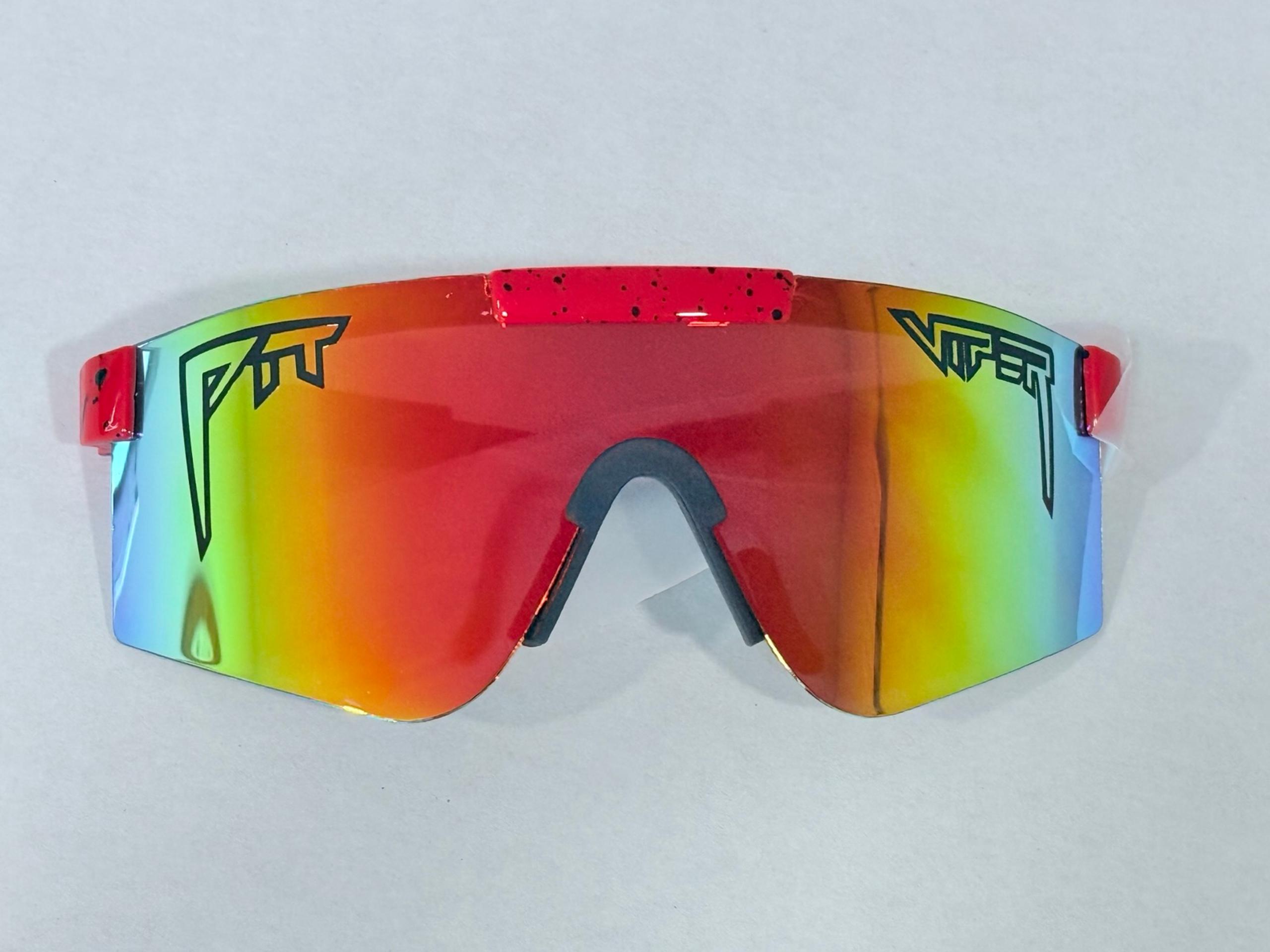PIT VIPER RED FRAME MULTI COLOR REFLECTIVE BASEBALL SPORT MENS SUNGLASSES MEN