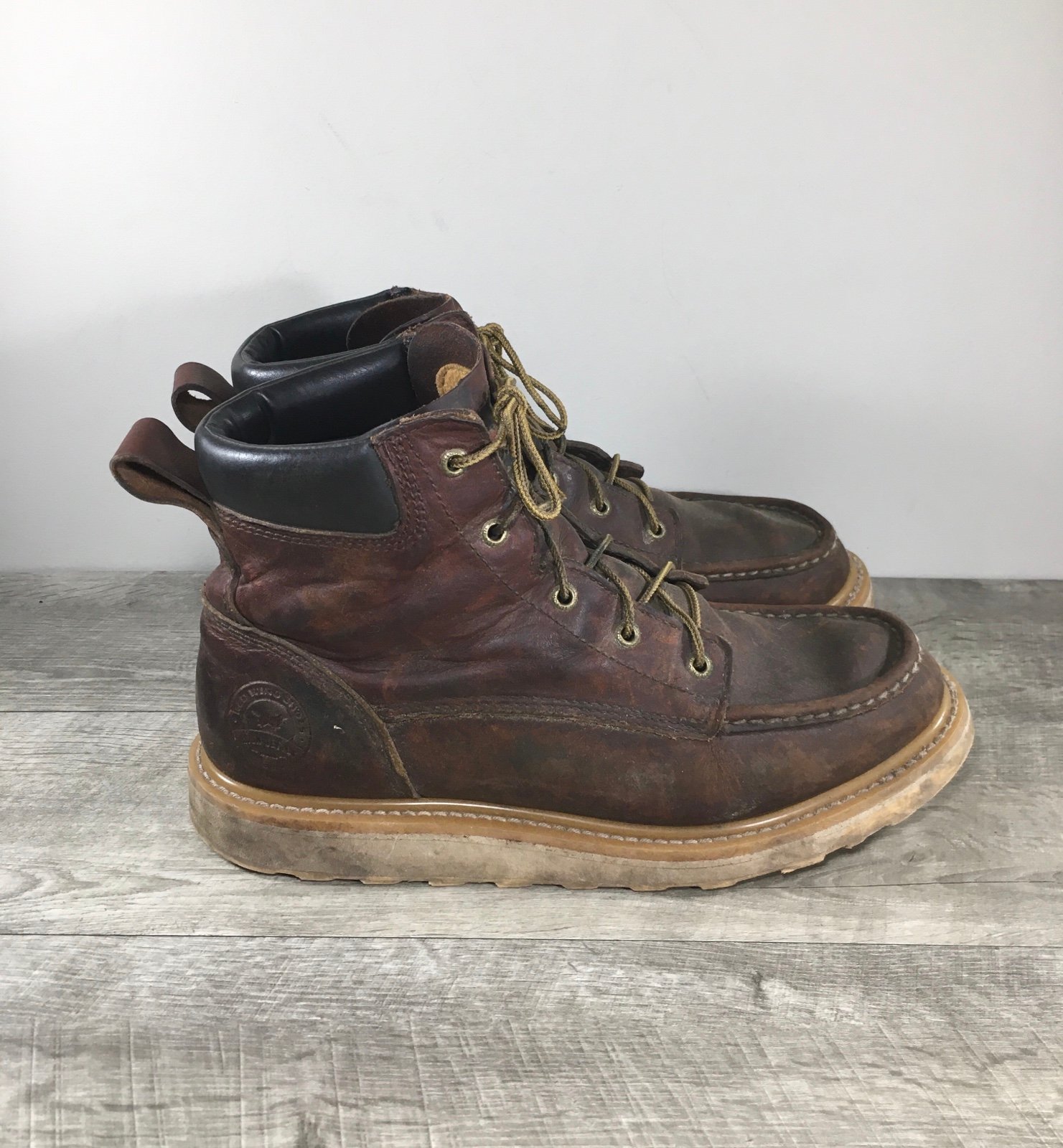 Irish Setter 83605 Ashby Brown Leather Soft Moc Toe Work Men’s Boots Size 13 D