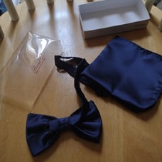 Brand q mens bowtie and handkerchief blue NWOT