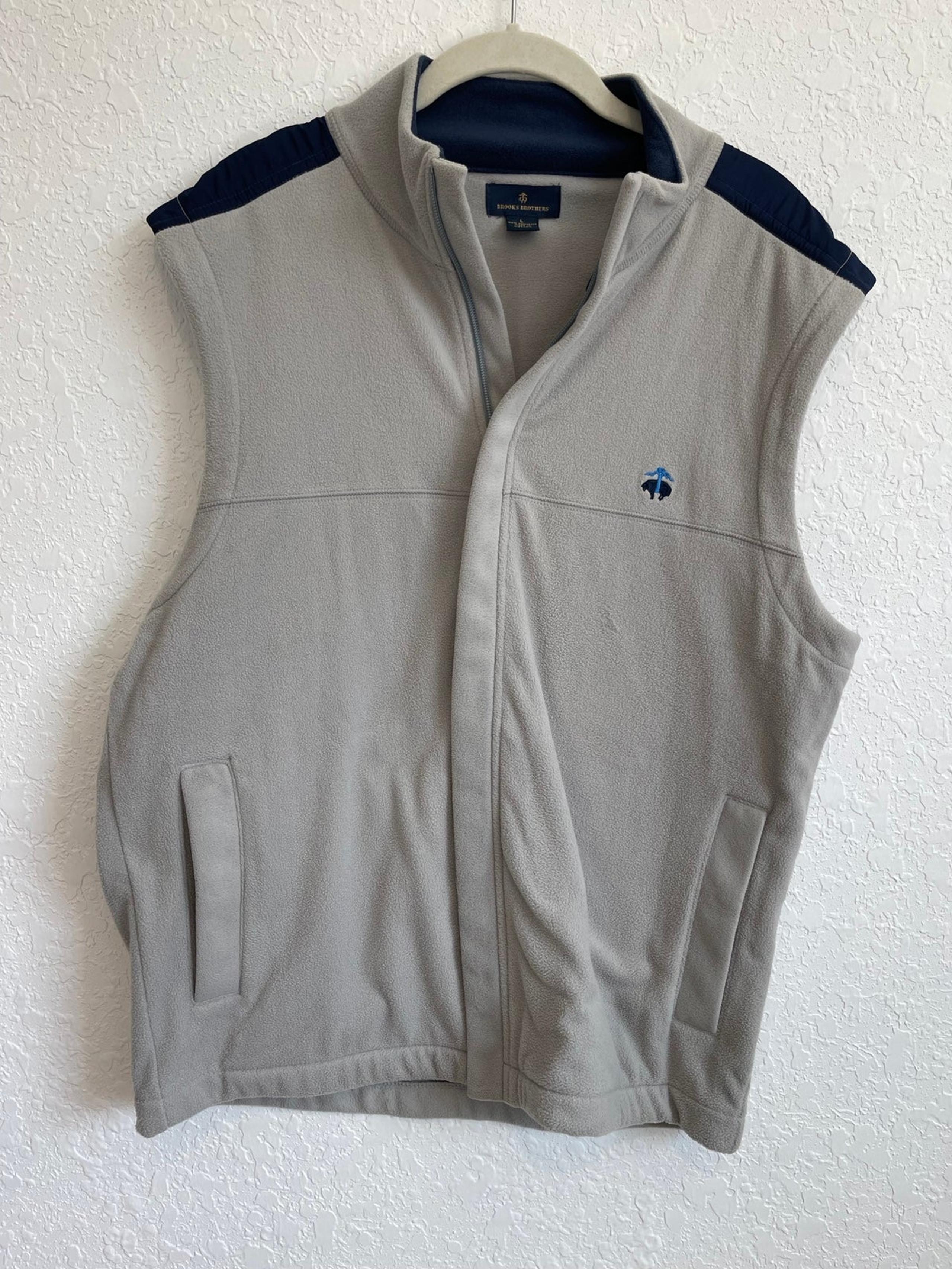 Brooks Brothers Gray Full Zip Sleeveless Fleece Vest Size Large