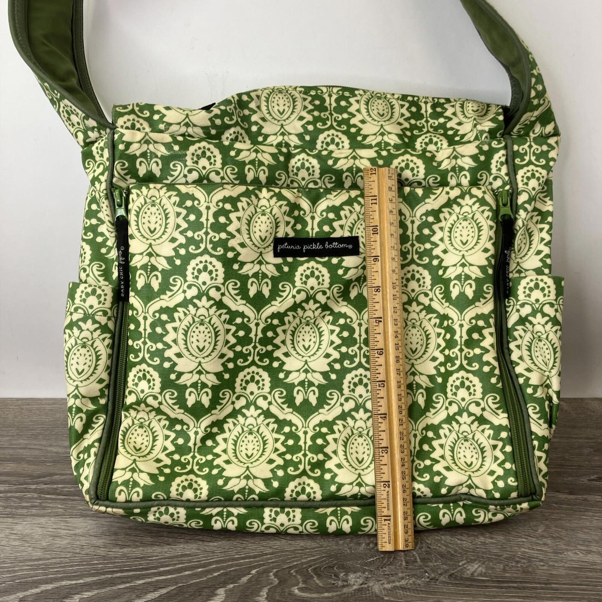 PETUNIA PICKLE BOTTOM Baby Chic DIAPER BAG GREEN Pattern