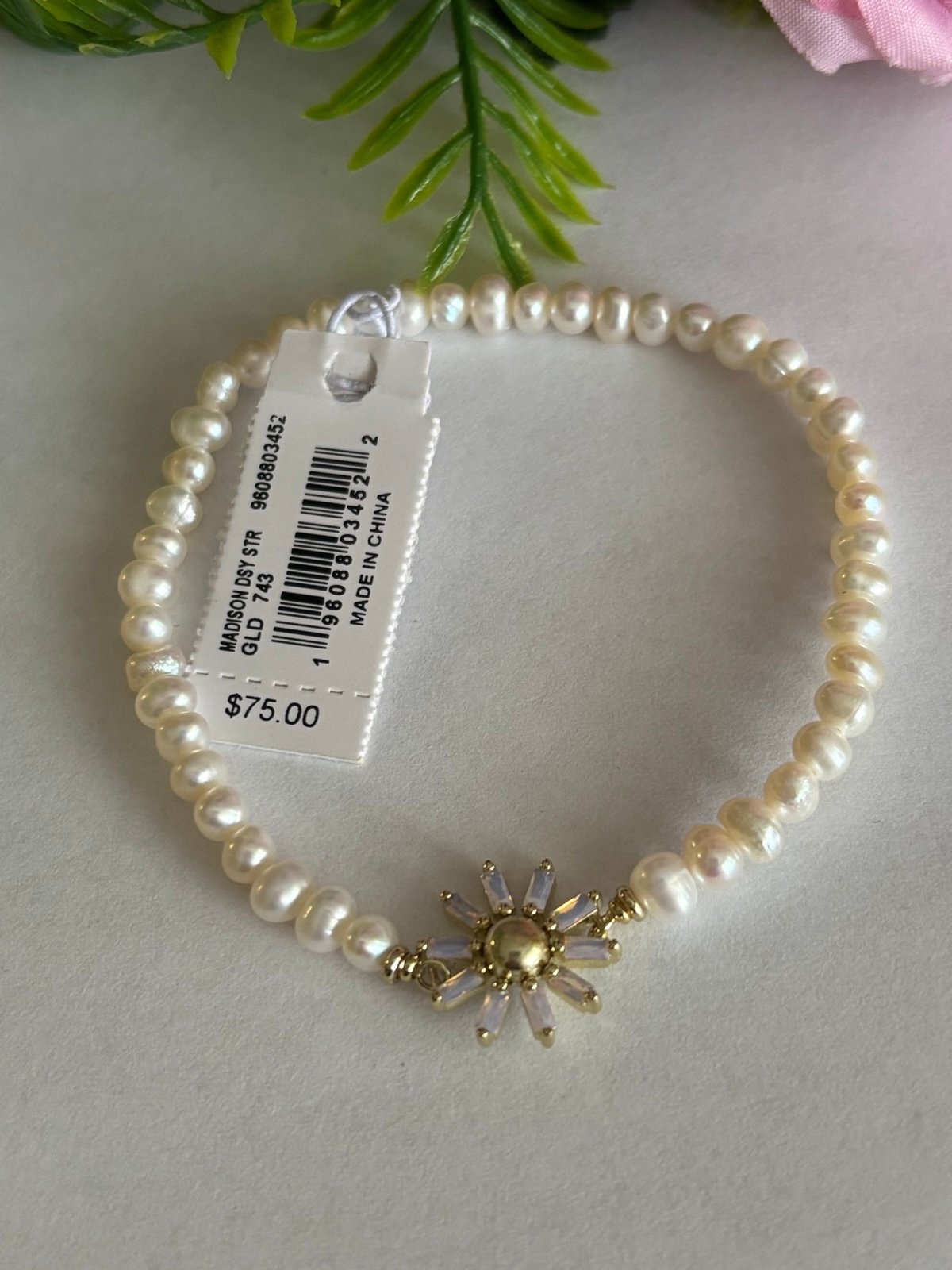 Kendra Scott Madison Daisy Pearl Stretch Bracelets in Pink Opal Crystals