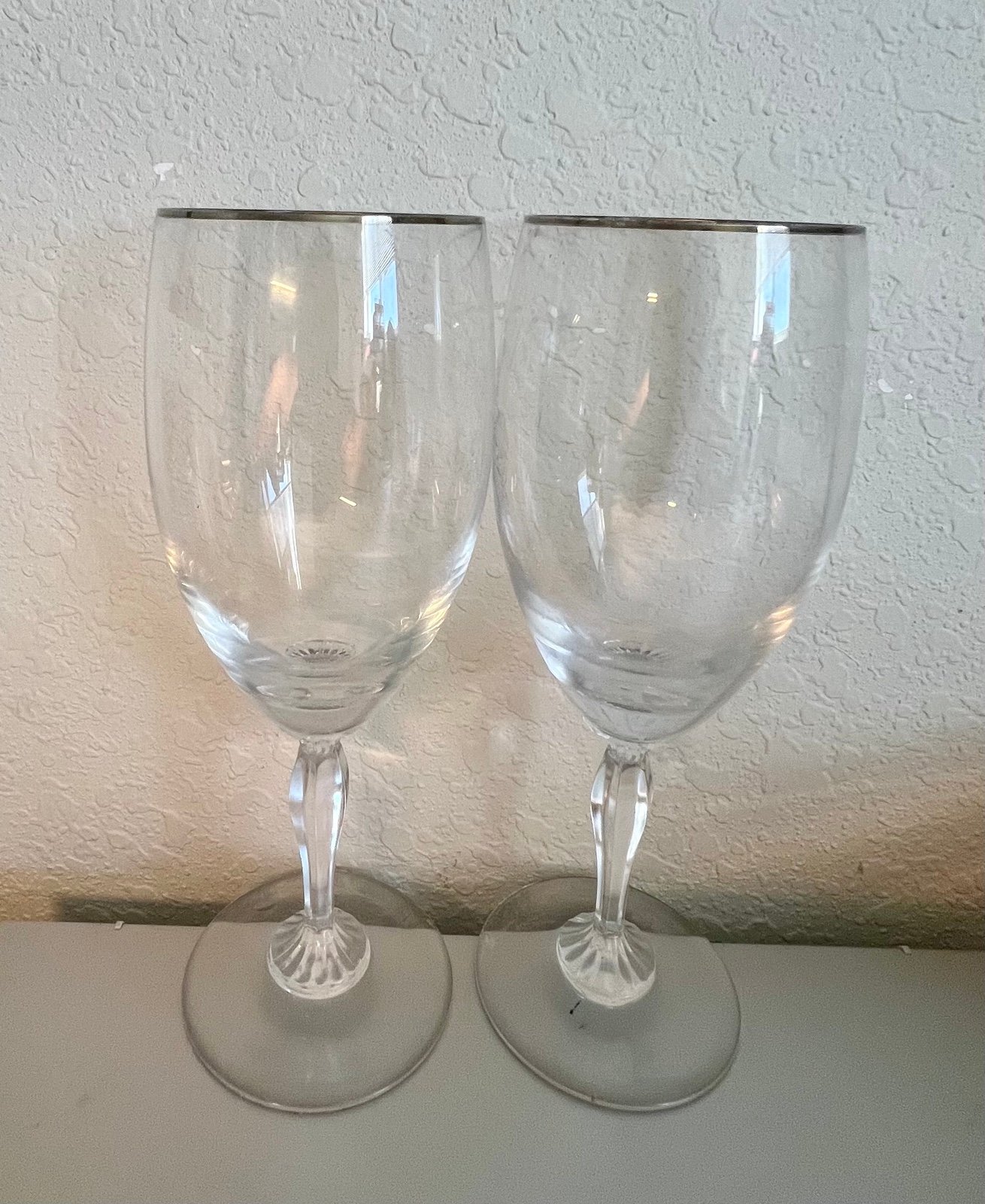 Waterfod Allegra Platinum Pair Water Goblet / Wine 9 1/2 x 3 Marquis