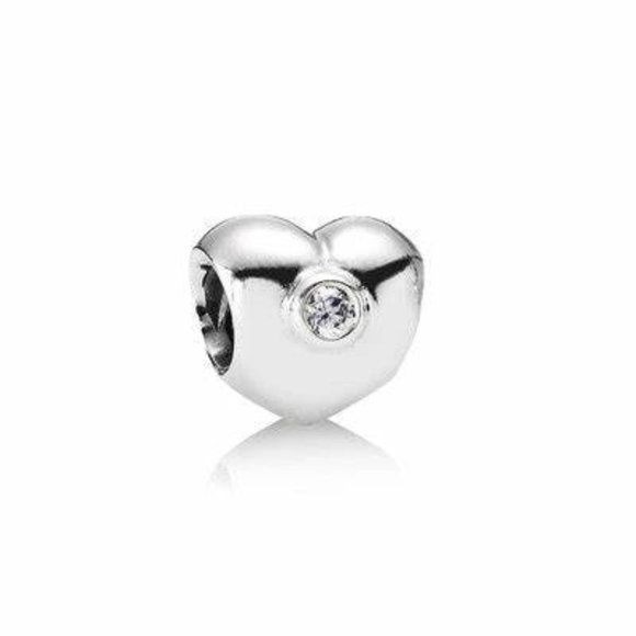 Pandora Silver Puffy CZ Clear Heart Love Charm 925 ALE 790134CZ