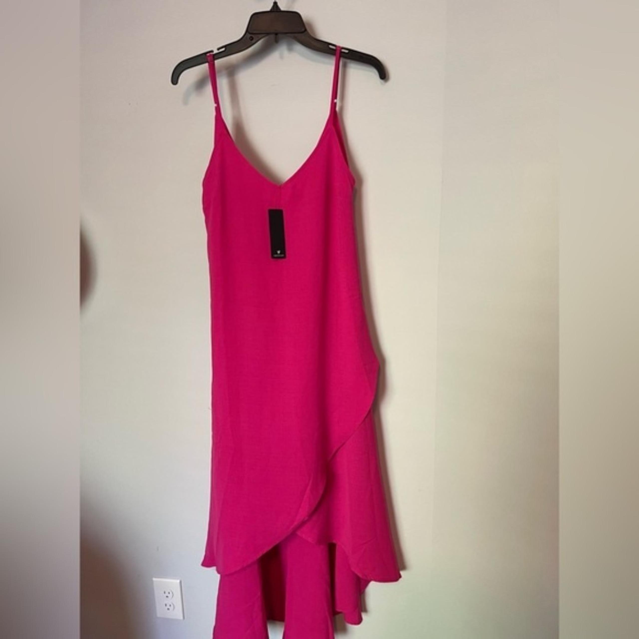 NWT Lulus high low hot pink dress