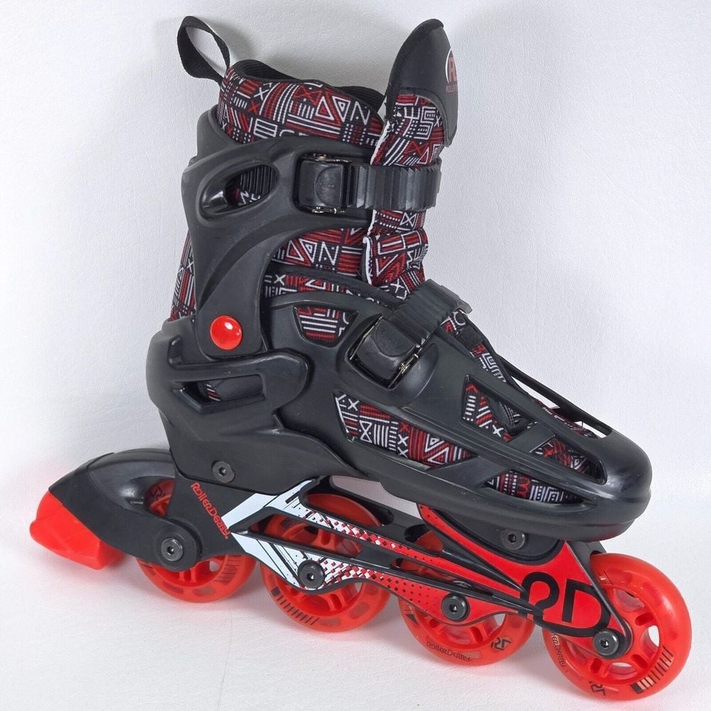 Roller Derby Caspian Kids Size 3-6 Adjustable Inline Skates Red & Black Skater