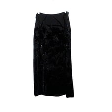 Linda Allard EllenTracy Black Maxi Skirt Velvet Glitter Embelished Sz 14 NWT