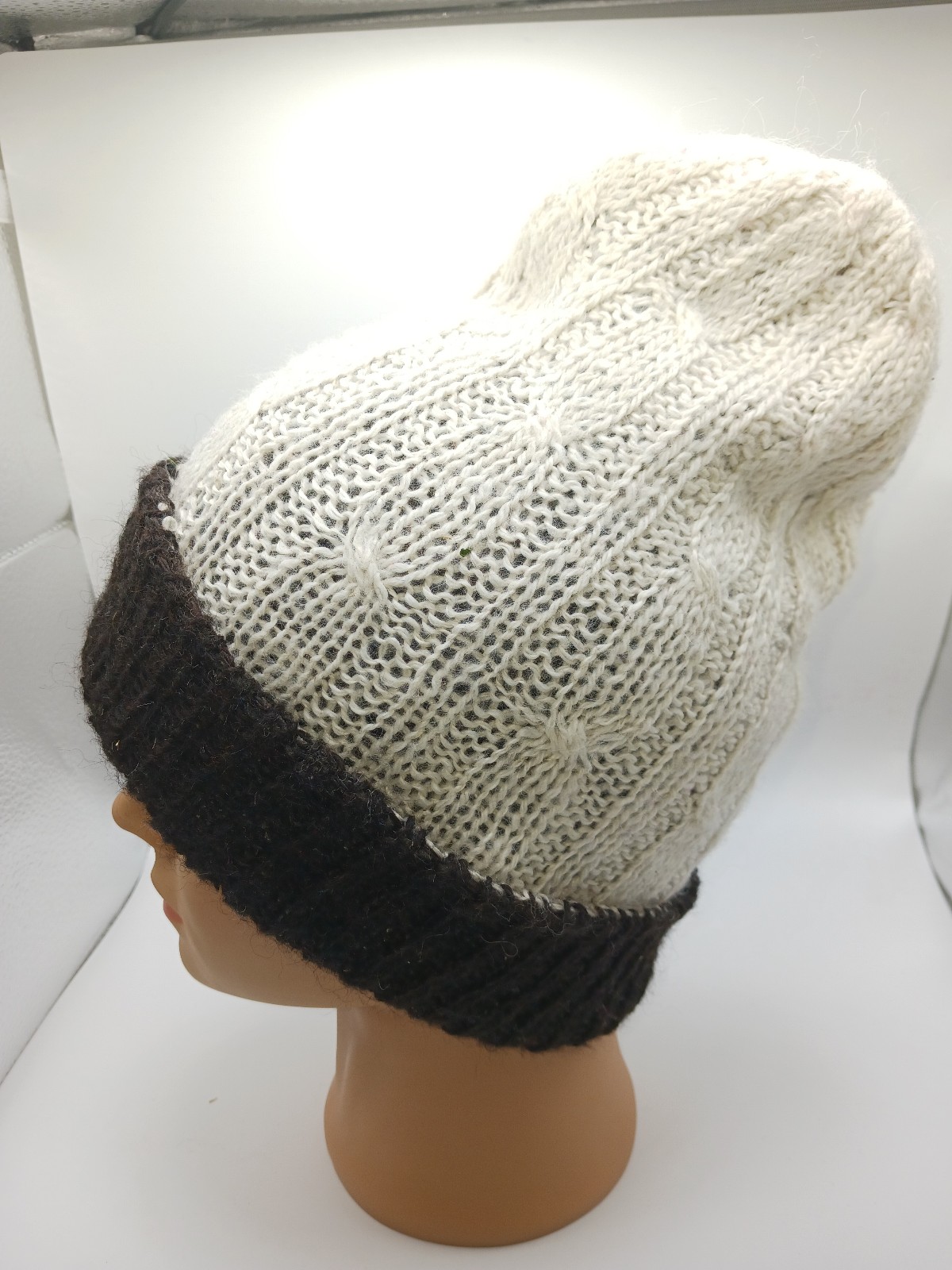 Peruvian reversible unisex beanie handmade in natural alpaca for warm winter