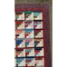 Vintage Handmade Quilt Throw Body Cotton 64x50” Burgundy Border Multicolor Squar