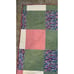 Vintage Handmade Quilt Throw Body Cotton 64x50” Burgundy Border Multicolor Squar