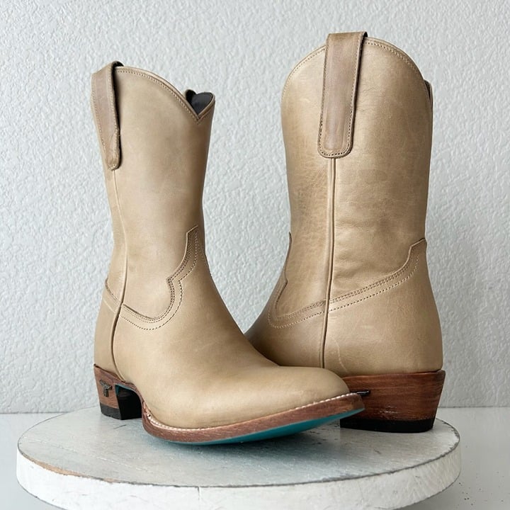 Lane PLAIN JANE Midi Boots Womens Cowboy Booties 8 Western Tan Cowgirl Short