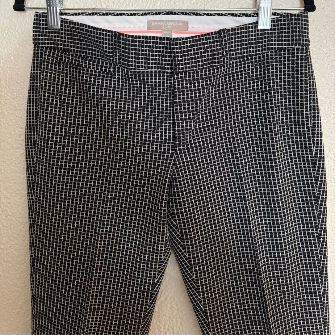Banana Republic mid-rise Sloan pant Size 4P mini check pattern NWT