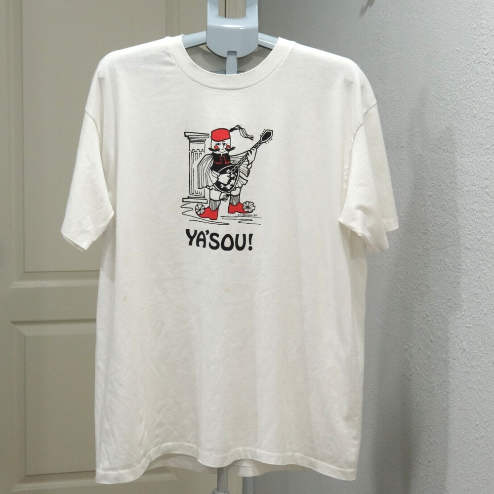 Vintage 70s HANES T shirt Tee Single Stitch 1975 A Mountains YA'SOU! White 50-50