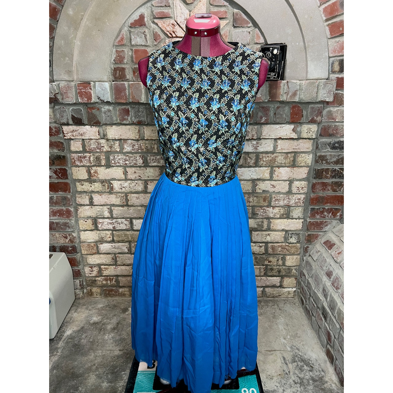 Dress formal midi dress blue green sheer skirt balletcore
