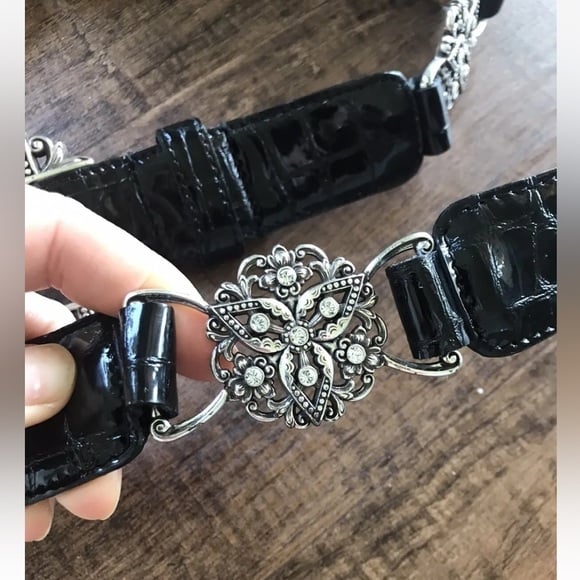 Brighton | Croc Empire Lace Swarovski Crystal Embellished Stretch Belt 36
