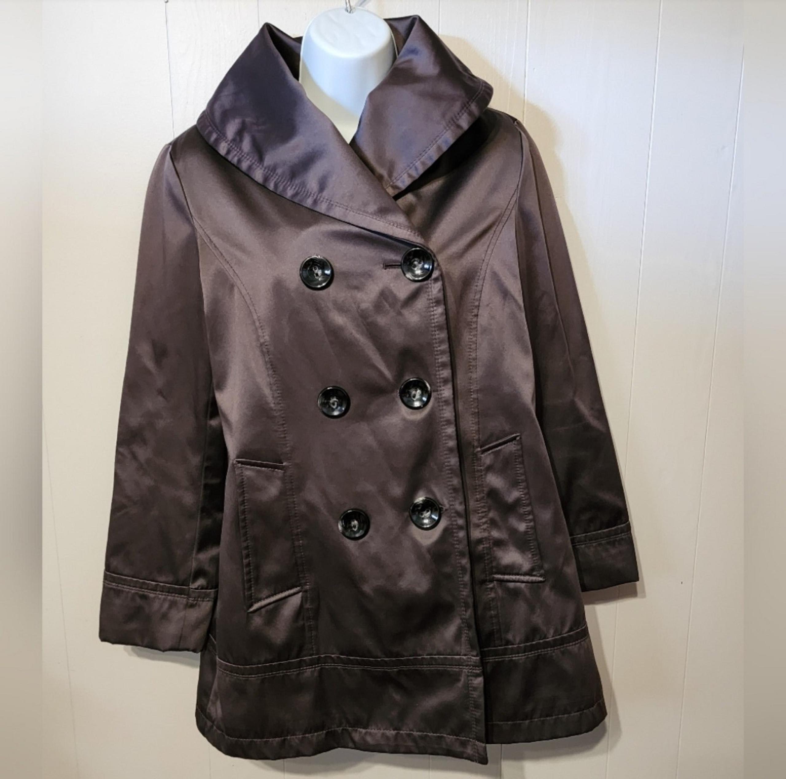 Apt 9 Trench Coat Jacket Silky Dark Grey Medium Classic A218