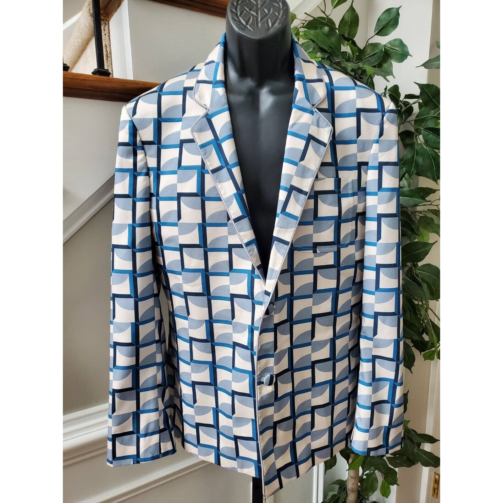 Asos Men Multicolor Polyester Long Sleeve Single Breasted Two Buttons Blazer 42