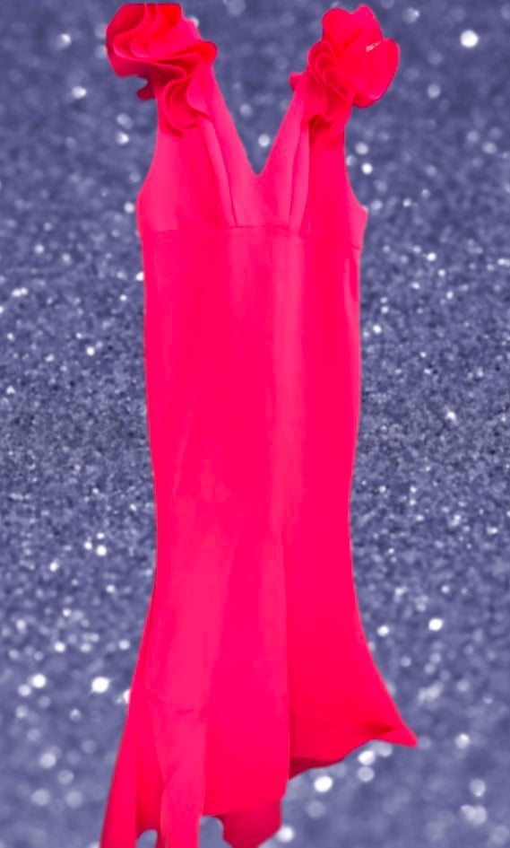Hot pink ruffle sleeve prom dress size 3x