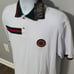 Mens White Polo Shirt Luxury Italian Green Red Stripes Crest Logo Golf Casual XL