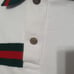 Mens White Polo Shirt Luxury Italian Green Red Stripes Crest Logo Golf Casual XL