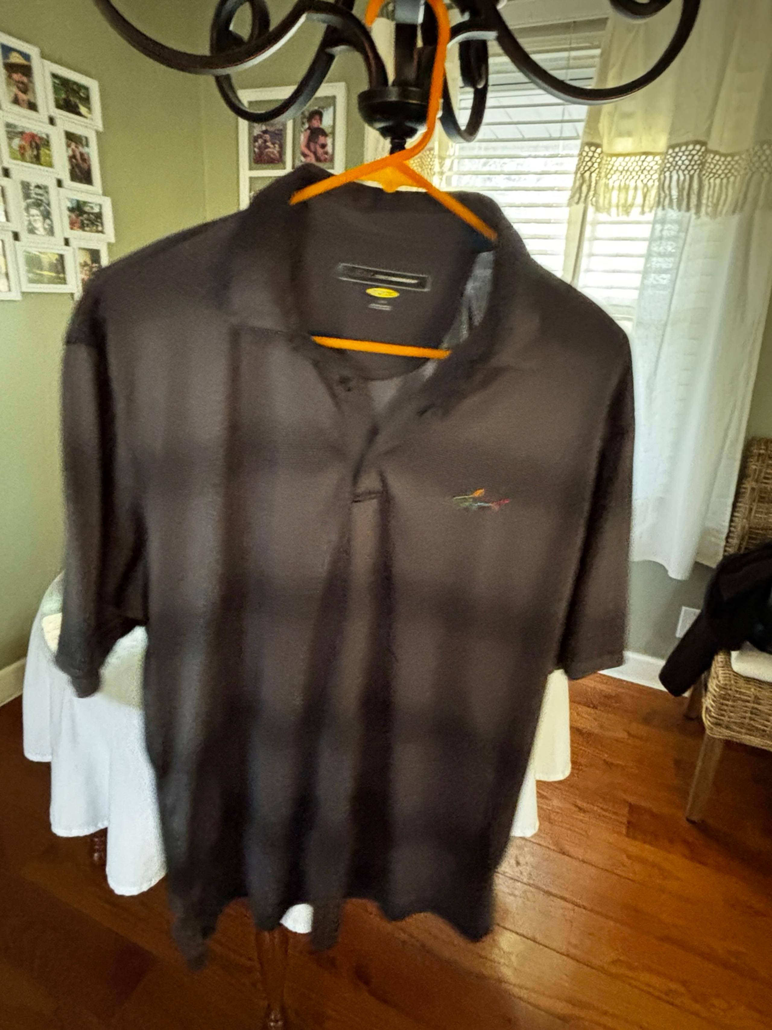 Greg Norman Golf Polo Shirt Mens L Black Striped Athletic Polyester Golfing