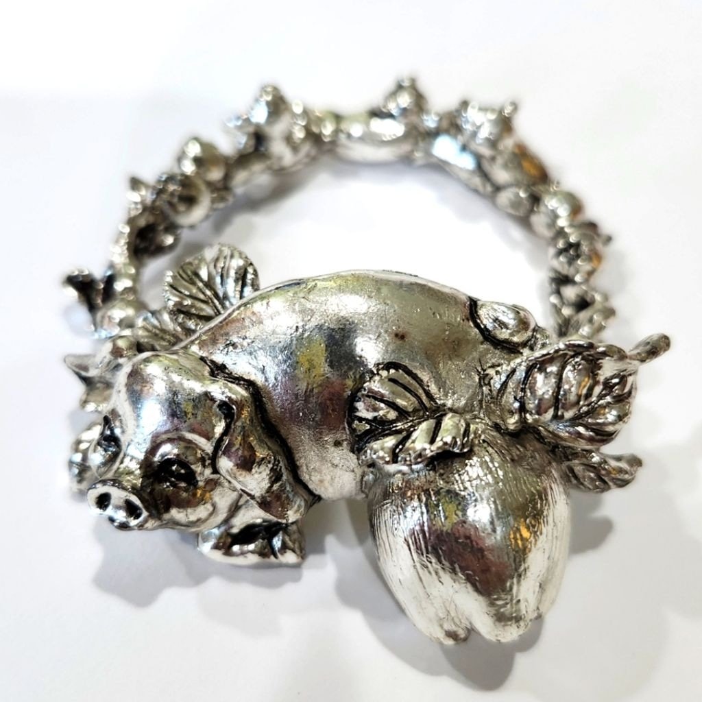 Set Of 4 Arthur Court Pig Napkin Rings 1996