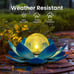 Solar Light Outdoor Garden Decor, Lotus Flower Light Crackle Globe Glass