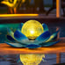 Solar Light Outdoor Garden Decor, Lotus Flower Light Crackle Globe Glass