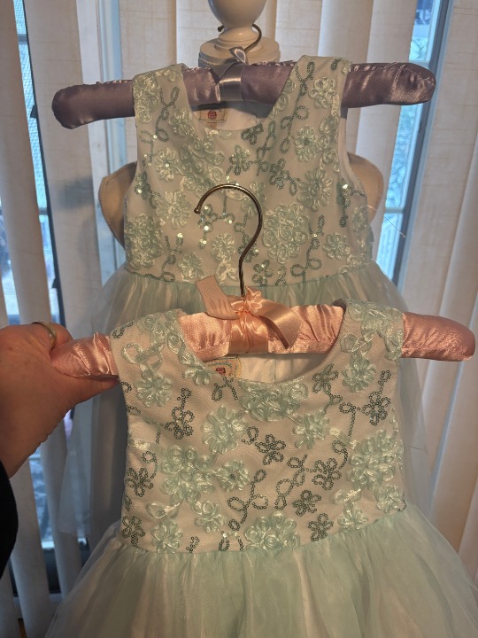 2 Marmellata Size 5 Girls Dresses Green TWINS Tulle Sequins Bow Flower Girl