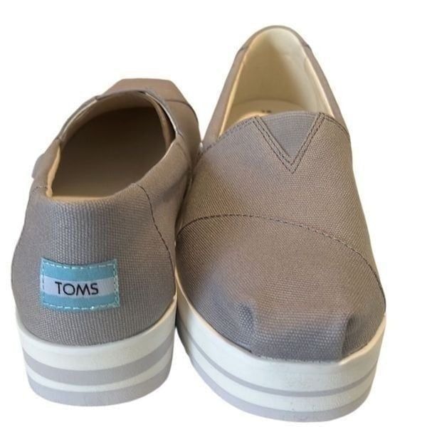 Toms Alpargata Midform Drizzle Grey Canvas Slip On Platform Flats Size 9 NIB