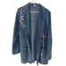 Ultra Vintage Womens Denim Blazer Size Medium Blue Floral Painted Acid Washed