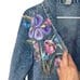 Ultra Vintage Womens Denim Blazer Size Medium Blue Floral Painted Acid Washed