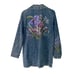 Ultra Vintage Womens Denim Blazer Size Medium Blue Floral Painted Acid Washed